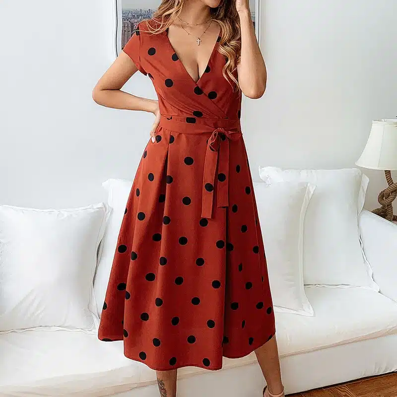 VIEUNSTA Polka Dot Print Sundress 2019 Strapless Ruffle Sashes Tied Bow A-Line Dress Women Button Backless Summer Beach Dresses 48