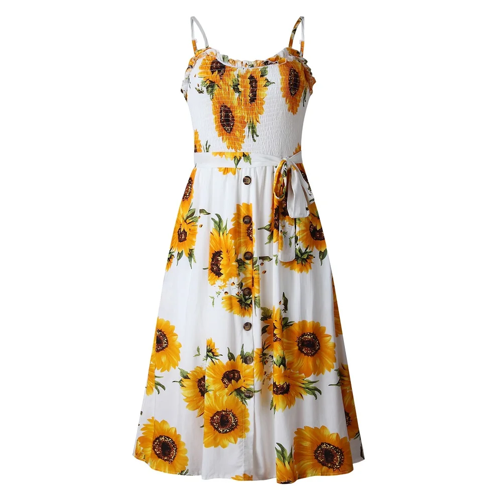 VIEUNSTA Polka Dot Print Sundress 2019 Strapless Ruffle Sashes Tied Bow A-Line Dress Women Button Backless Summer Beach Dresses 70