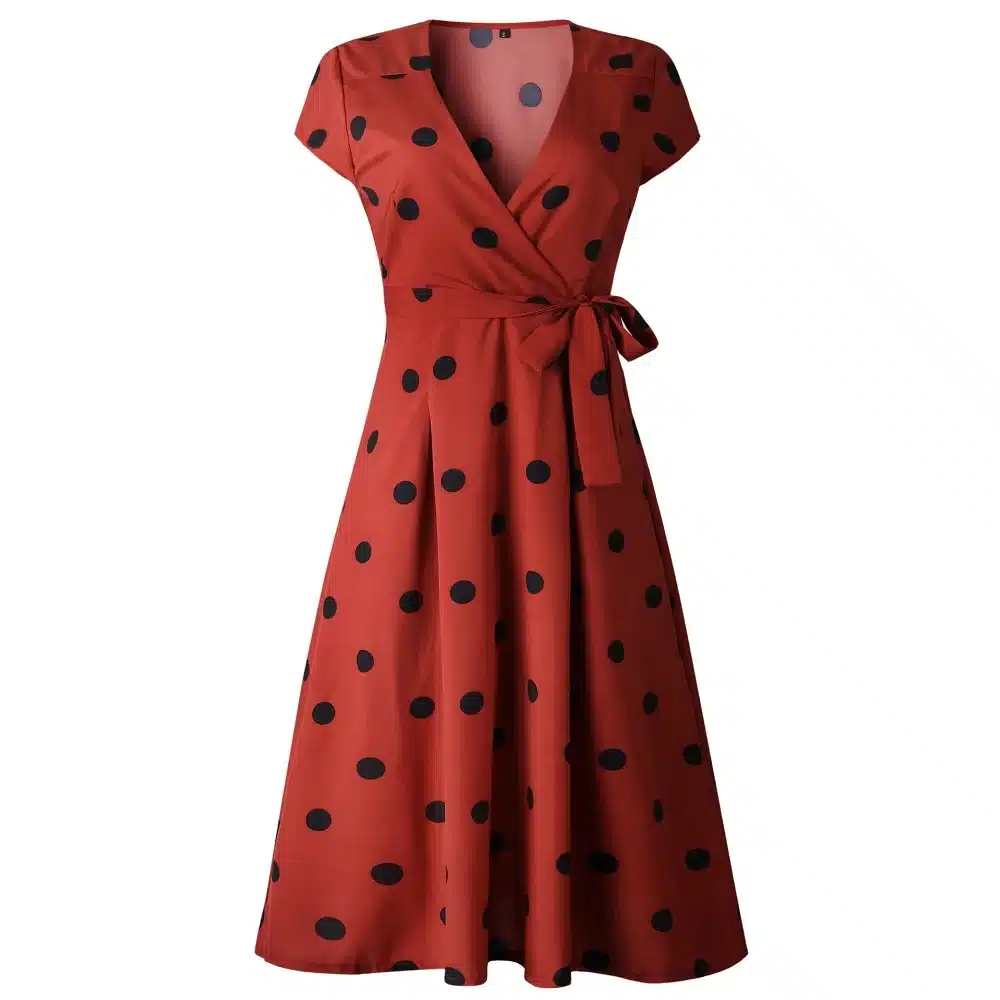 VIEUNSTA Polka Dot Print Sundress 2019 Strapless Ruffle Sashes Tied Bow A-Line Dress Women Button Backless Summer Beach Dresses 85