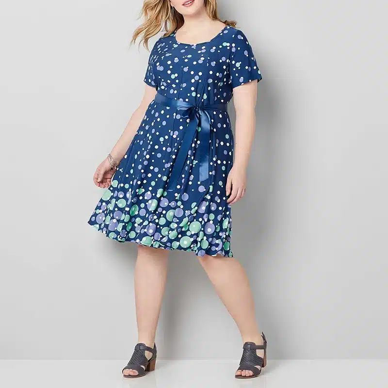 COCOEPPS 2019 Plus Size Party Dress Summer Polka Vintage Blue Knee Length Dot Print loose maxi Dress 5XL 6XL Big Size Vestidos 18