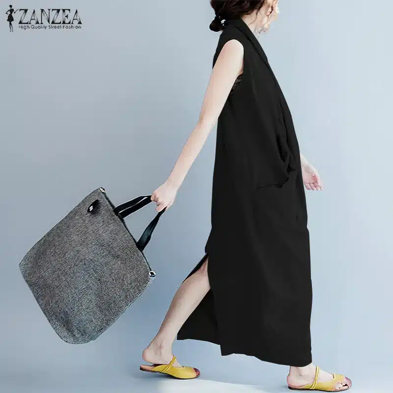 Oversized Dress ZANZEA Women Long Dress Ladies Party Vestidos Sleeveless Deep V Neck Long Maxi Sundress 2019 Summer Robe Femme 22