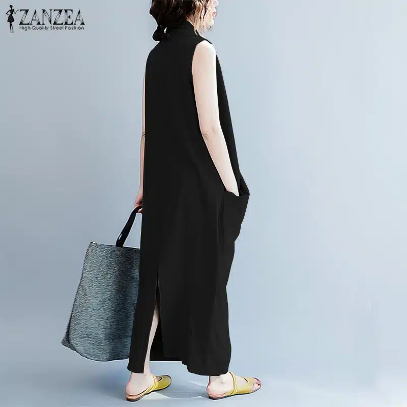 Oversized Dress ZANZEA Women Long Dress Ladies Party Vestidos Sleeveless Deep V Neck Long Maxi Sundress 2019 Summer Robe Femme 23