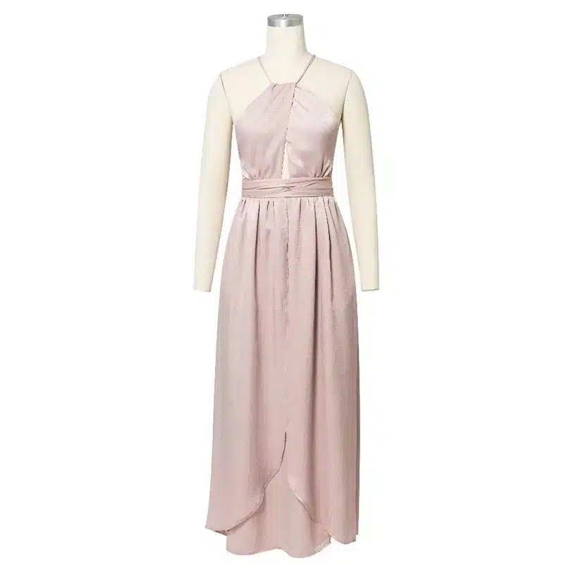 2019 Spring New Girl Sleeveless Halter Sexy Maxi Summer Backless Party Long Dress Women Split Elegant Beach Dresses 8
