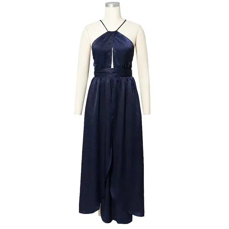2019 Spring New Girl Sleeveless Halter Sexy Maxi Summer Backless Party Long Dress Women Split Elegant Beach Dresses 9