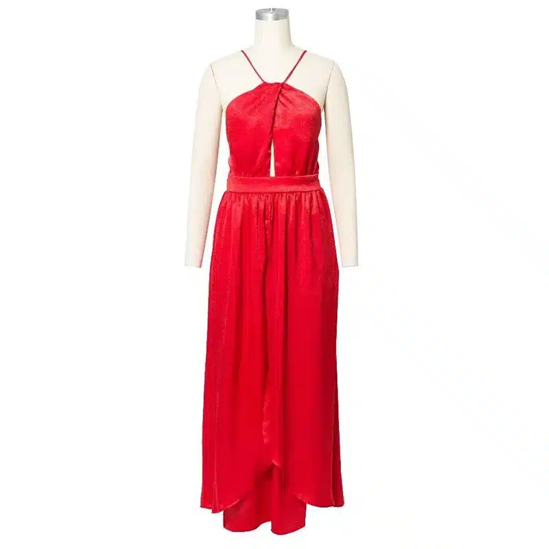 2019 Spring New Girl Sleeveless Halter Sexy Maxi Summer Backless Party Long Dress Women Split Elegant Beach Dresses 10