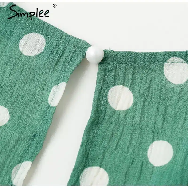 Simplee Sexy V neck polka dot green summer dress women 2019 Casual ruffle midi dress Elegant holiday beach female vestidos festa 23