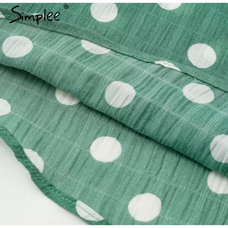 Simplee Sexy V neck polka dot green summer dress women 2019 Casual ruffle midi dress Elegant holiday beach female vestidos festa 28