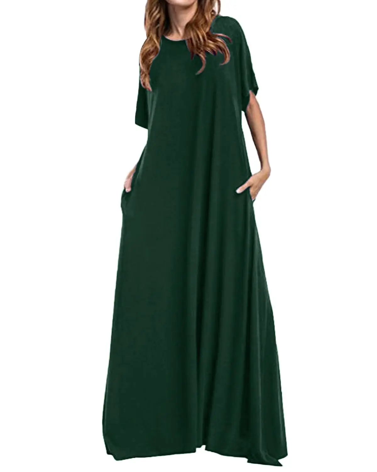Women Half Sleeve Solid Round Neck Long Maxi Dress ZANZEA 2019 Casual Loose Long Elegant Robe Bodycon Dresses Vestidos Plus Size 14