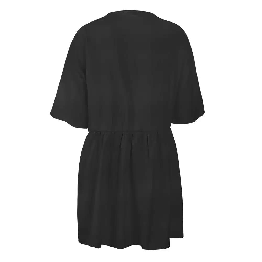 VIEUNSTA 2019 Summer Dress Women Sexy V-neck Buttons Elegant Party Dress Casual Short Sleeve Pockets Loose Mini Dresses Vestidos 21