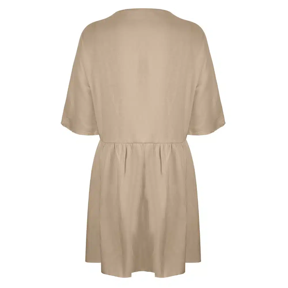 VIEUNSTA 2019 Summer Dress Women Sexy V-neck Buttons Elegant Party Dress Casual Short Sleeve Pockets Loose Mini Dresses Vestidos 23