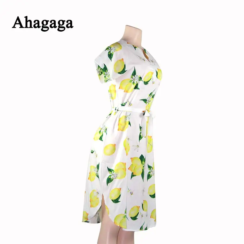 Ahagaga 2019 Spring Dress Women Fashion Print Elegant Cute Sashes O-neck Sexy Slim Sheath Dress Women Dresses Vestidos Robes 36