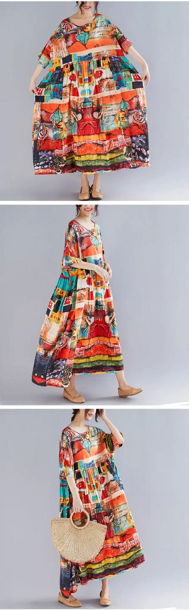 DIMANAF Plus Size Women Print Dress Summer Sundress Cotton Female Lady Vestidos Loose Casual Holiday Maxi Dress Big Size 5XL 6XL 12