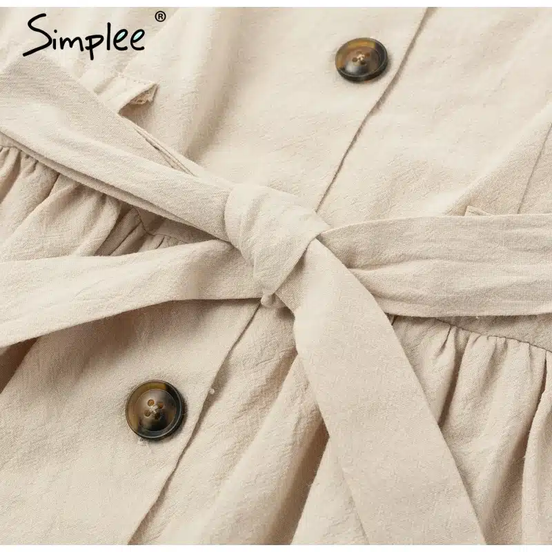 Simplee Vintage button women dress shirt V neck short sleeve cotton linen short summer dresses Casual korean vestidos 2019 festa 26
