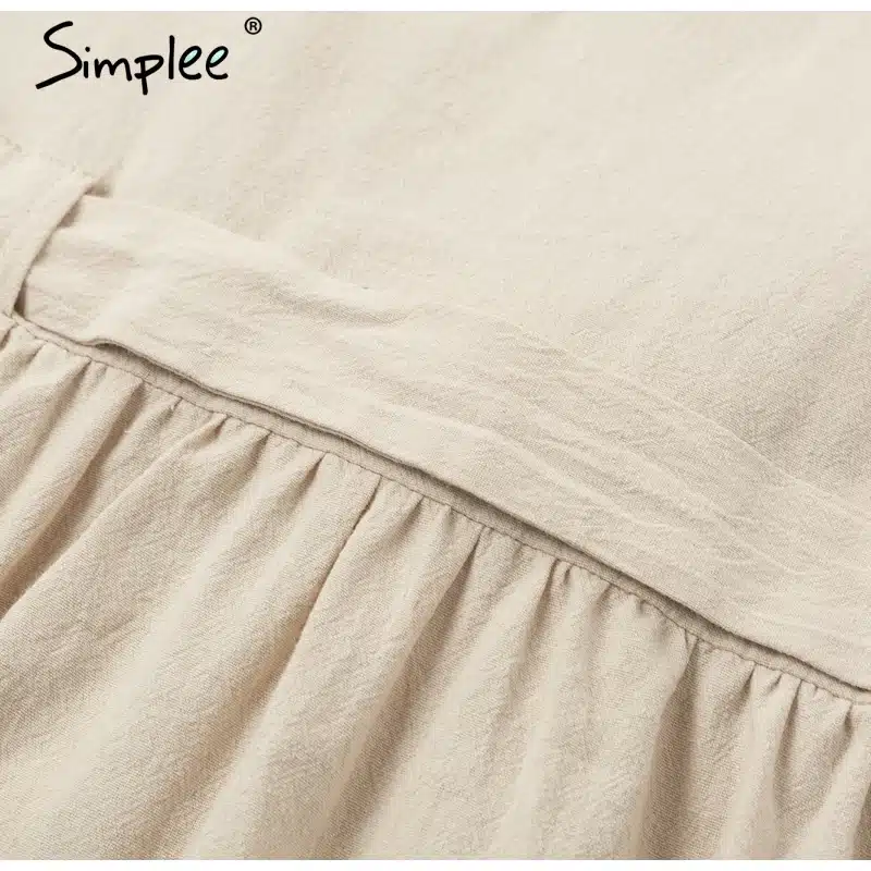 Simplee Vintage button women dress shirt V neck short sleeve cotton linen short summer dresses Casual korean vestidos 2019 festa 27