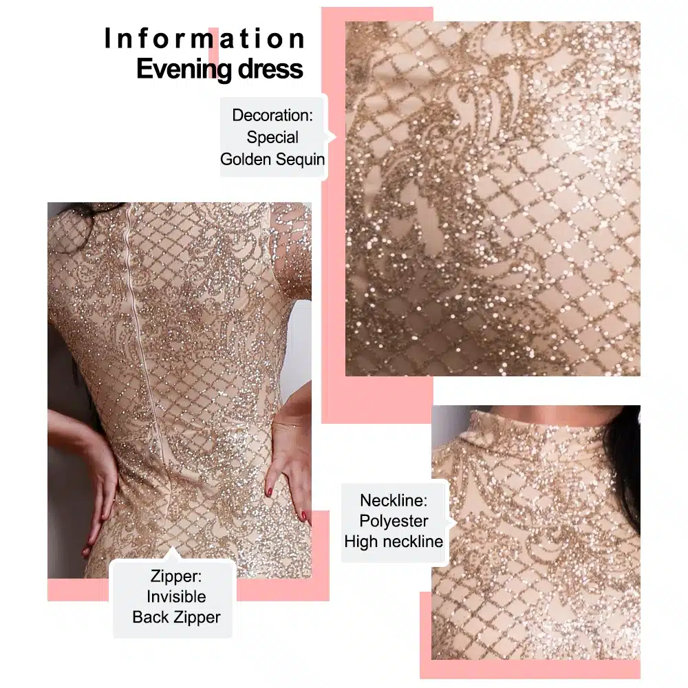Missord 2019 Women Sexy High Neck Long Sleeve Split Glitter Dresses Female Maxi Elegant Party Dress Vestdios FT9283 21