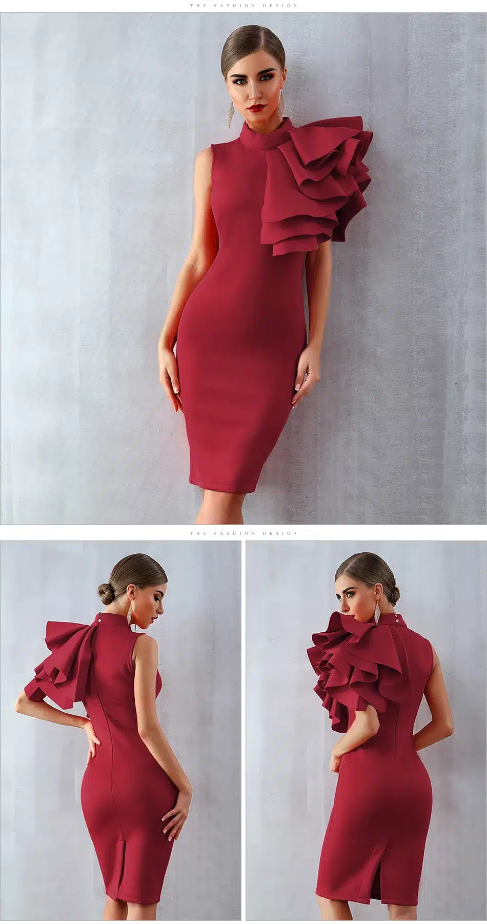 Adyce 2019 New Summer Women Celebrity Party Dress Vestidos Sexy White Red Sleeveless Ruffles Bodycon Midi Bodycon Club Dresses 15