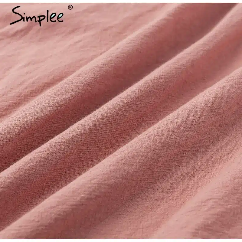 Simplee Sleeveless ruffle elegant dress women Ruched sashes bow cotton summer midi dresses Sexy solid female pink vestidos 2019 18
