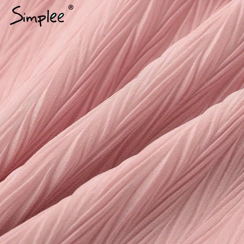 Simplee Elegant pleated chiffon women dress summer 2019 Long sleeve v neck ruffles white dresses Casual mini dress vestidos 22