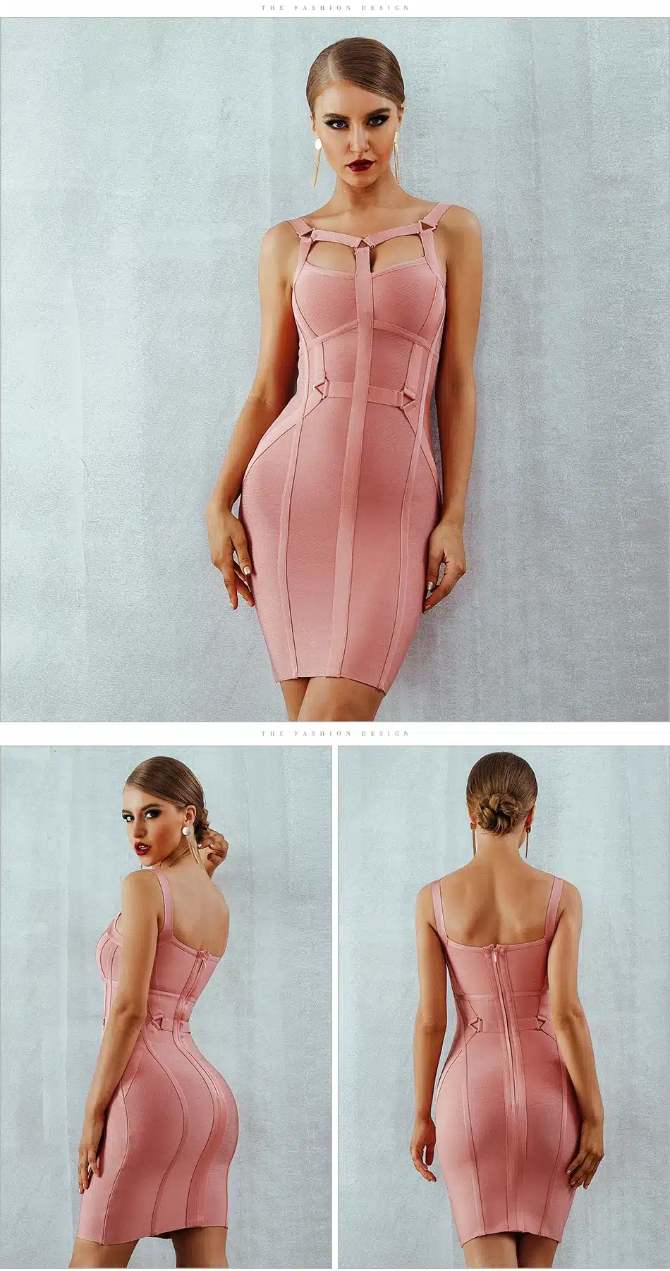 Adyce Women Bandage Dress Vestidos Verano 2019 New Arrival Pink Celebrity Party Dress Spaghetti Strap Hollow Out Runway Dresses 14