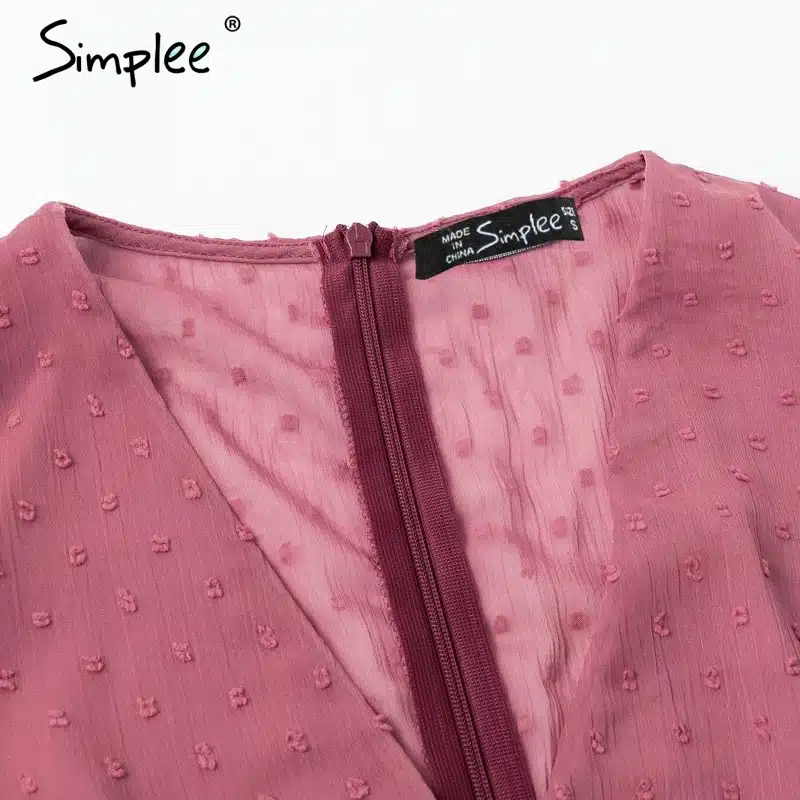 Simplee Sexy v-neck polka dot women dress Summer style layer ruffle chiffon short sundress Elegant zipper holiday vestidos 2019 18
