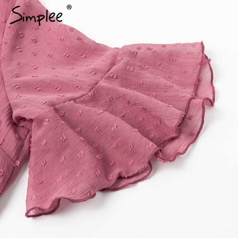 Simplee Sexy v-neck polka dot women dress Summer style layer ruffle chiffon short sundress Elegant zipper holiday vestidos 2019 20