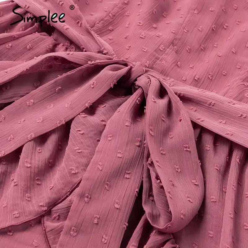 Simplee Sexy v-neck polka dot women dress Summer style layer ruffle chiffon short sundress Elegant zipper holiday vestidos 2019 21