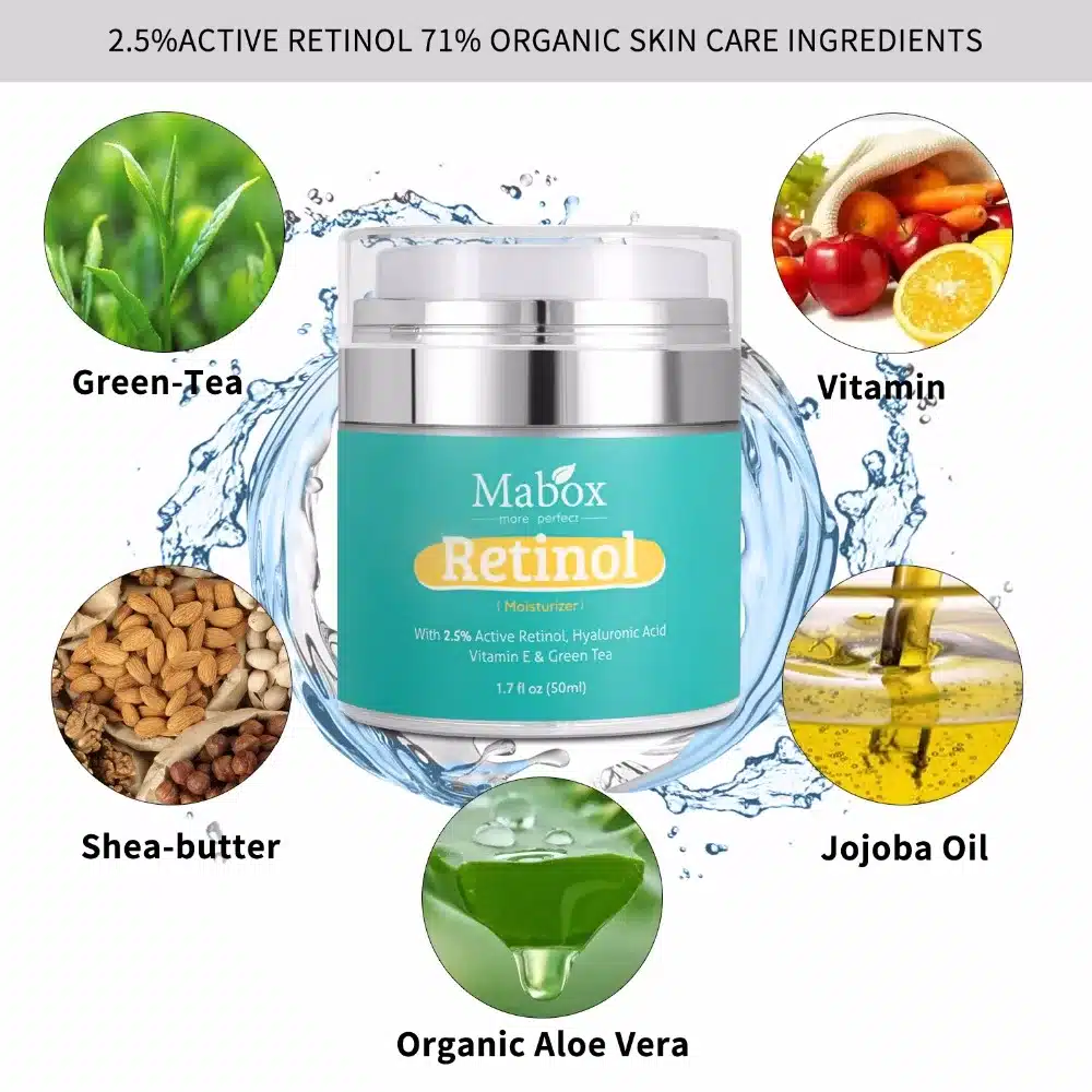Mabox Retinol Moisturizer Face Cream Vitamin E Collagen Retin Anti Aging Wrinkles Acne Hyaluronic Acid Anti-aging Serum 20