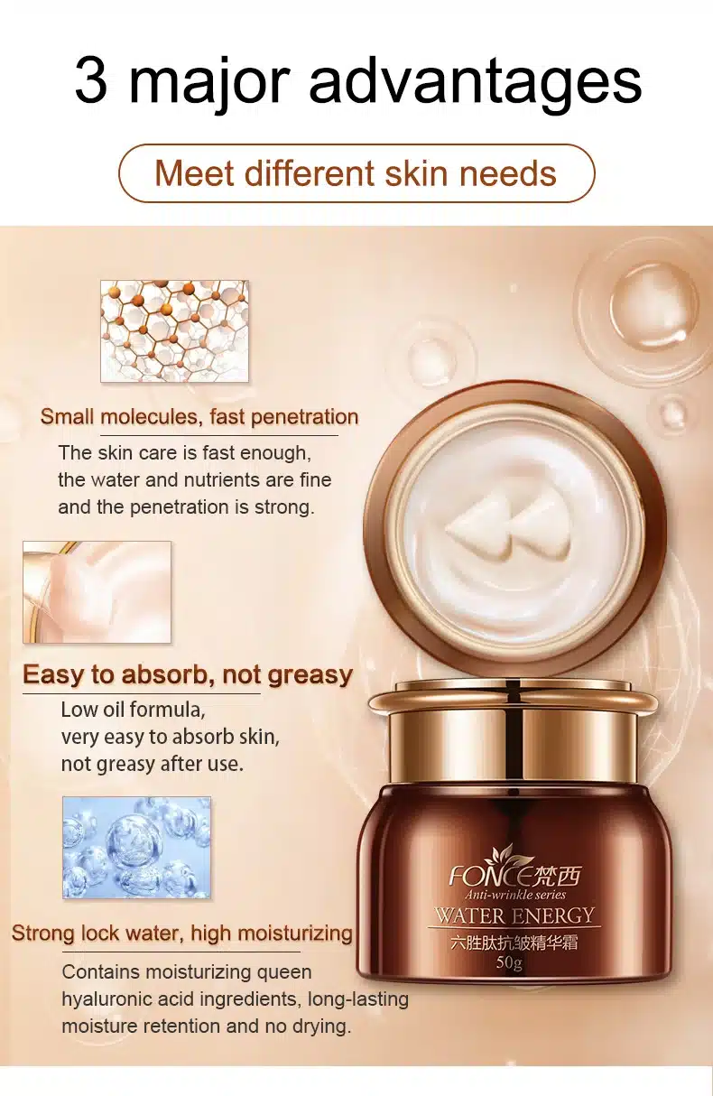 Fonce Korea Anti Aging Wrinkle Remover Face Cream Dry Skin Hydrating Facial Lifting Firming Day Night Cream Peptide Serum 50g 15