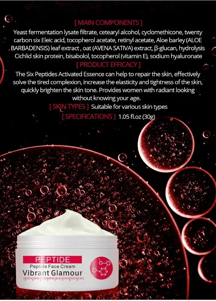 30ml Six Peptides Face Cream Argireline Pure Collagen Cream Anti-wrinkle Firming Anti Aging Acne Whitening Moisturizing Cream 13