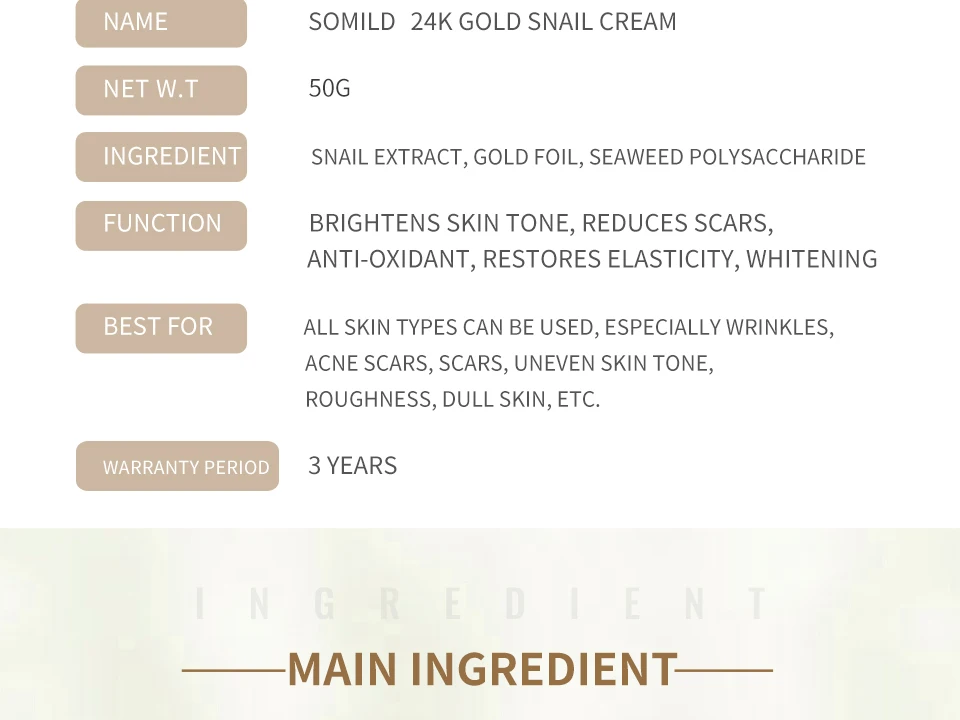 24k Gold Essence Snail Cream Anti Aging Anti Wrinkle Face Cream Repair Firming Skin Hyaluronic Acid Moisturizing Whitening Cream 13
