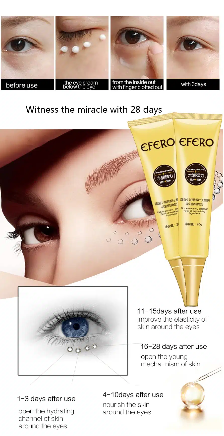 EFERO Moisturizing Eye Cream Collagen Deep Repair Dark Circle Eye Essence Cream Anti Aging Wrinkle Cream for Eye Care Nourishing 13