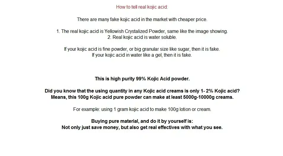 100 gram real pure 99% kojic acid anti freckle treatment removal age spot skin lightening fade freckle removing pigment 2