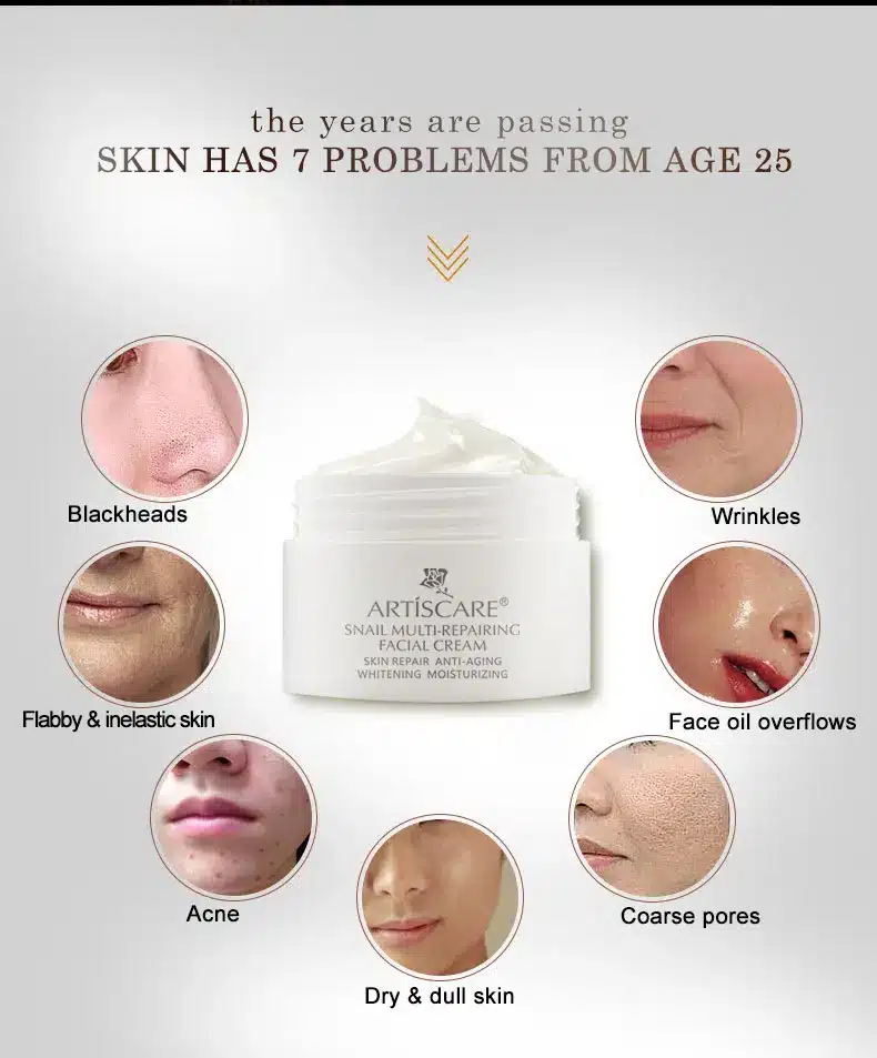 ARTISCARE Snail Repair Facial Cream Aging Aniti Oil-Control Face Cream Anti Wrinkle Shrink Pores Moisturizing Lifting Skin Care 14