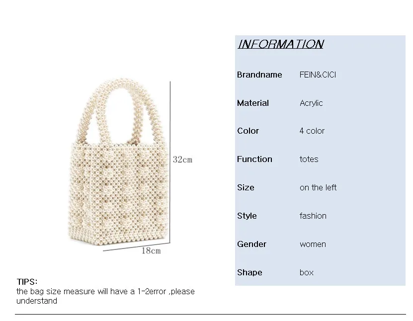 Pearls bag beaded box totes bag women party vintage handbag 2019 summer luxury brand white yellow blue wholesale drop shipping 15