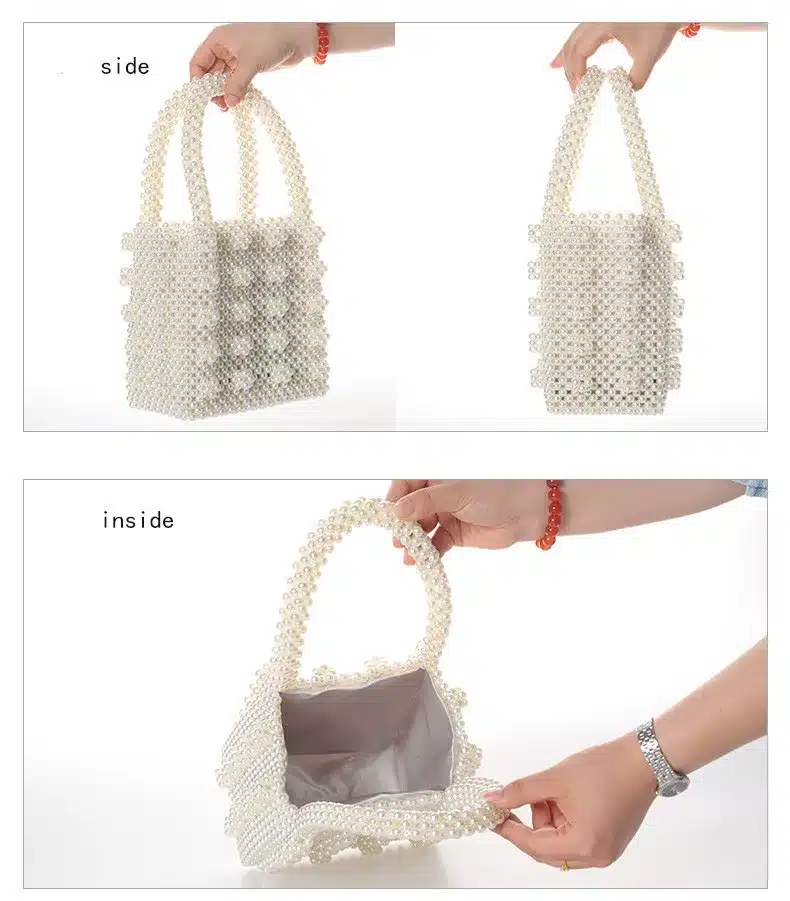 Pearls bag beaded box totes bag women party vintage handbag 2019 summer luxury brand white yellow blue wholesale drop shipping 18