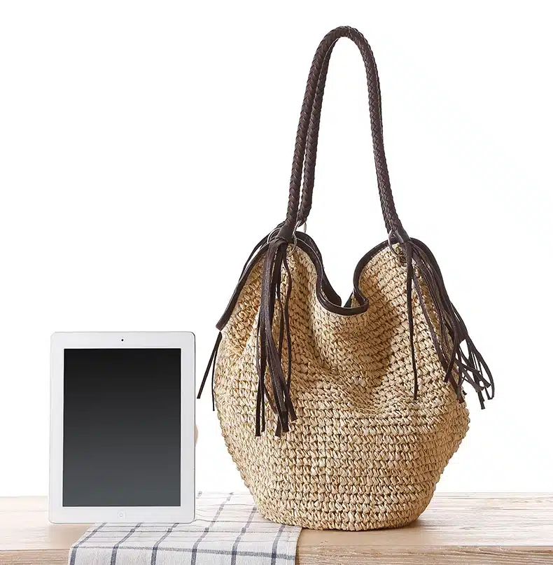OCEHNUU Big Straw Beach Bags Women Handbags Summer Fashion Female 2019 Casual Women's Bags Shoulder Bag Tassel Zipper Bolsas 21