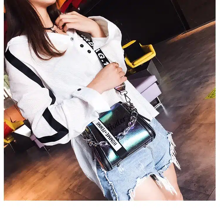 DikizFly Laser Women Bags Fashion Luxury Shoulder Handbags Chains Crossbody Bag Women 2019 Letter Mini Flap Purse bolsa feminina 14