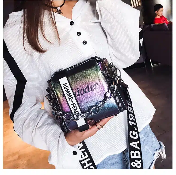 DikizFly Laser Women Bags Fashion Luxury Shoulder Handbags Chains Crossbody Bag Women 2019 Letter Mini Flap Purse bolsa feminina 16