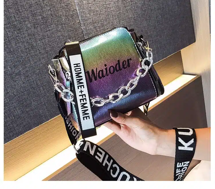 DikizFly Laser Women Bags Fashion Luxury Shoulder Handbags Chains Crossbody Bag Women 2019 Letter Mini Flap Purse bolsa feminina 17