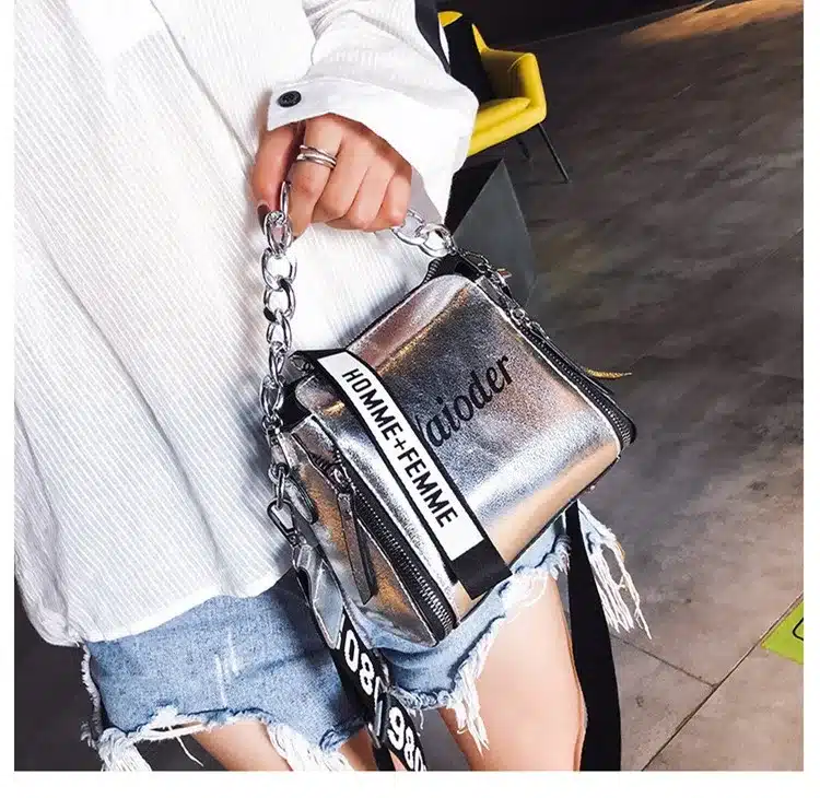 DikizFly Laser Women Bags Fashion Luxury Shoulder Handbags Chains Crossbody Bag Women 2019 Letter Mini Flap Purse bolsa feminina 19
