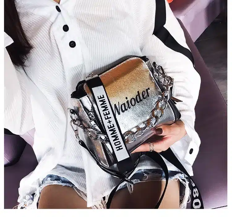 DikizFly Laser Women Bags Fashion Luxury Shoulder Handbags Chains Crossbody Bag Women 2019 Letter Mini Flap Purse bolsa feminina 20