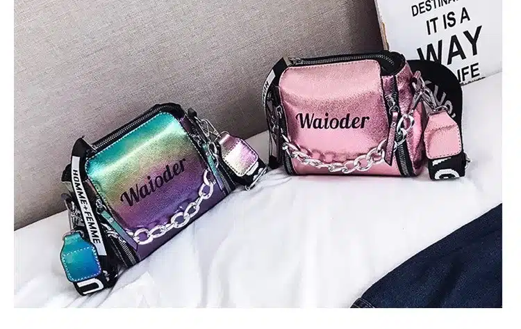 DikizFly Laser Women Bags Fashion Luxury Shoulder Handbags Chains Crossbody Bag Women 2019 Letter Mini Flap Purse bolsa feminina 24