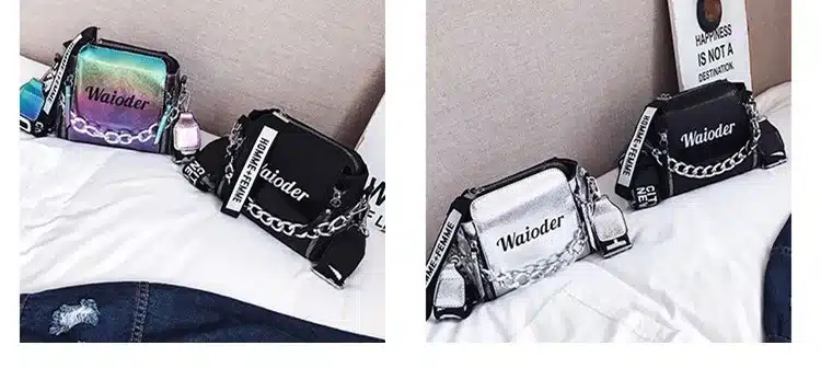 DikizFly Laser Women Bags Fashion Luxury Shoulder Handbags Chains Crossbody Bag Women 2019 Letter Mini Flap Purse bolsa feminina 25