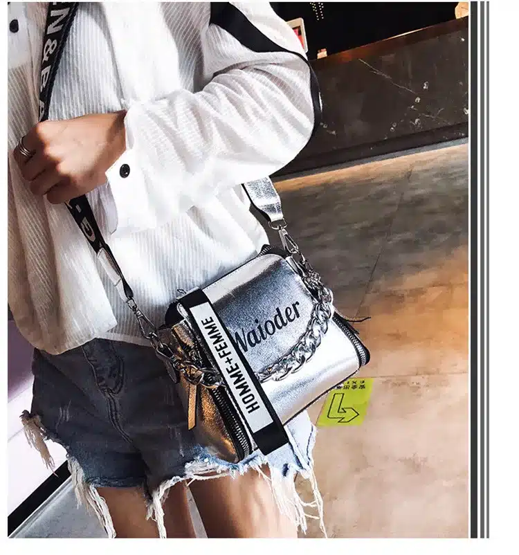 DikizFly Laser Women Bags Fashion Luxury Shoulder Handbags Chains Crossbody Bag Women 2019 Letter Mini Flap Purse bolsa feminina 29