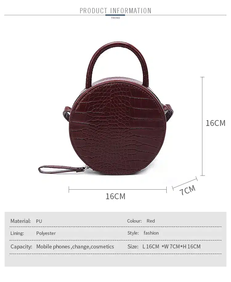 Brand Crocodile Pattern Women Handbag Leather Small Round Bag Designer Shoulder Messenger Bag Evening Clutch Lady Hand Bags 2019 1