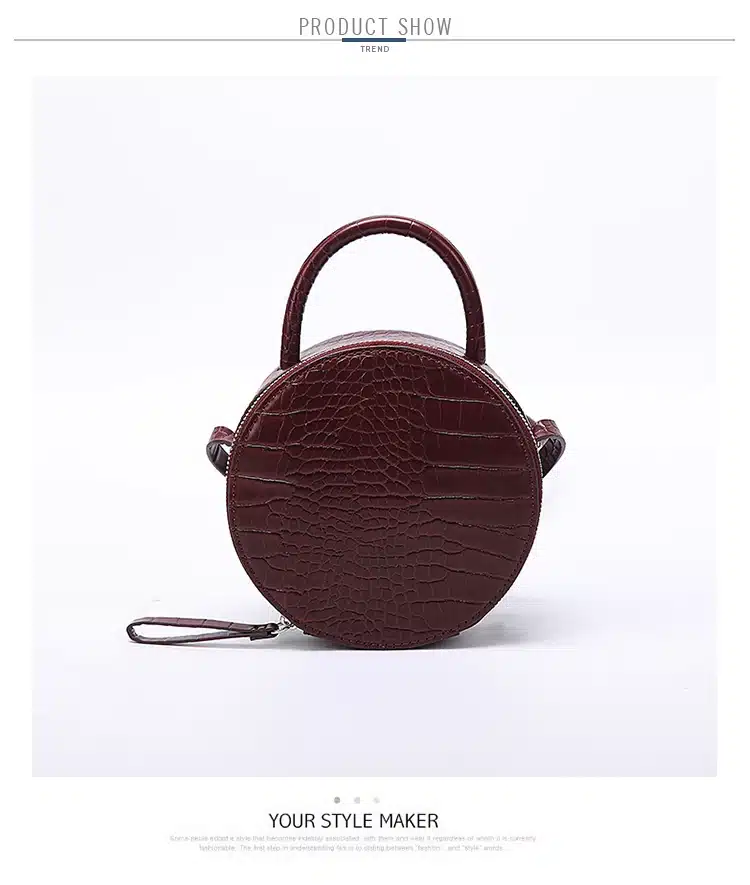 Brand Crocodile Pattern Women Handbag Leather Small Round Bag Designer Shoulder Messenger Bag Evening Clutch Lady Hand Bags 2019 2
