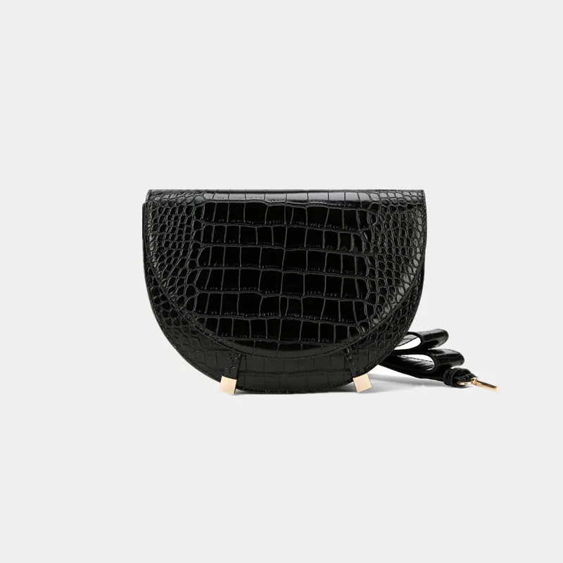 Saddle bag animal print alligator leather bag round handbag women vintage half moon bags 2019 new ins fashion drop shipping 12