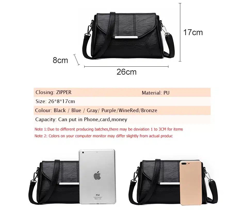 2019 New Soft Crossbody Bags For Women Pu Leather Handbags Designer Women Shoulder Bags High Quality Solid Women Messenger Bags 6