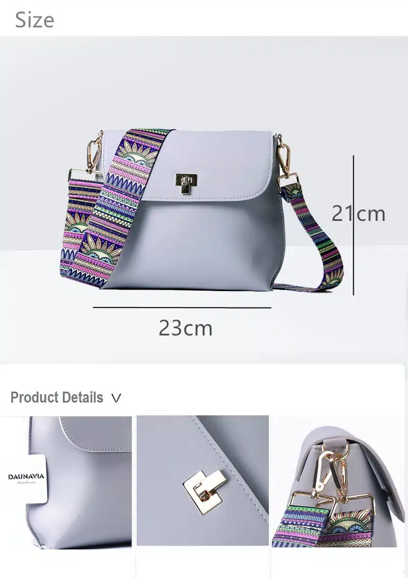 DAUNAVIA Brand bags for women 2019 Women PU Leather Shoulder bags Crossbody women Messenger Bags with Colorful Strap Handbags 3