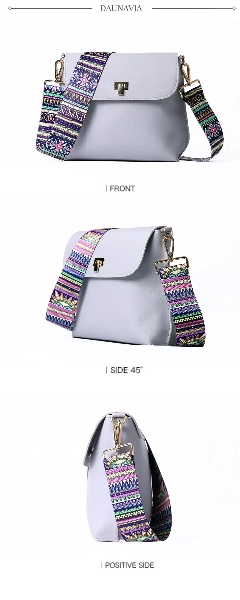 DAUNAVIA Brand bags for women 2019 Women PU Leather Shoulder bags Crossbody women Messenger Bags with Colorful Strap Handbags 10